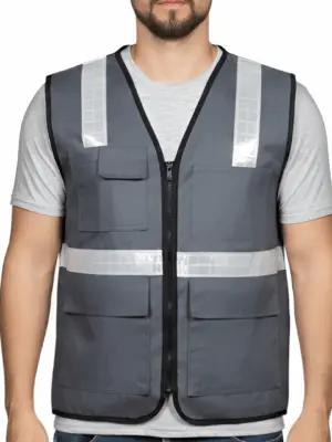 Chaleco Reflectivo Ingeniero Gris