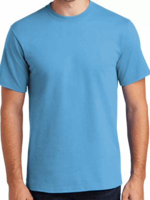 Camiseta 100% Algodón Caballero Cuello Redondo Color Celeste
