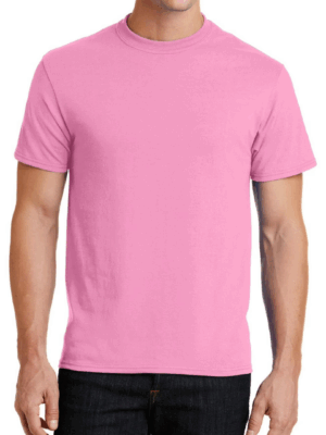 Camiseta 100% Algodón Caballero Cuello Redondo Color Rosado