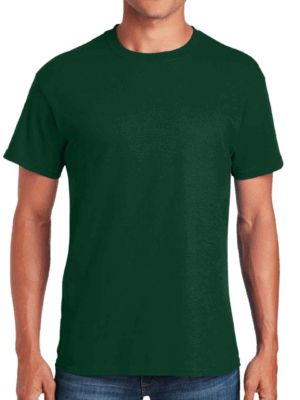 Camiseta 100% Algodón Caballero Cuello Redondo Color Verde Oscuro