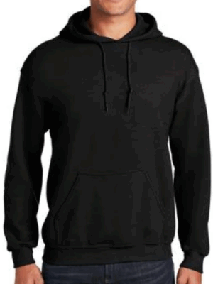 Sudadera cerrada c/gorro color negro