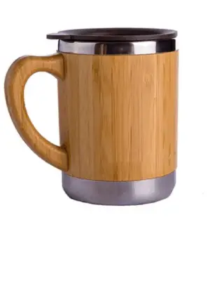 Taza Térmica Café - Acero Inoxidable Bambú 350ml